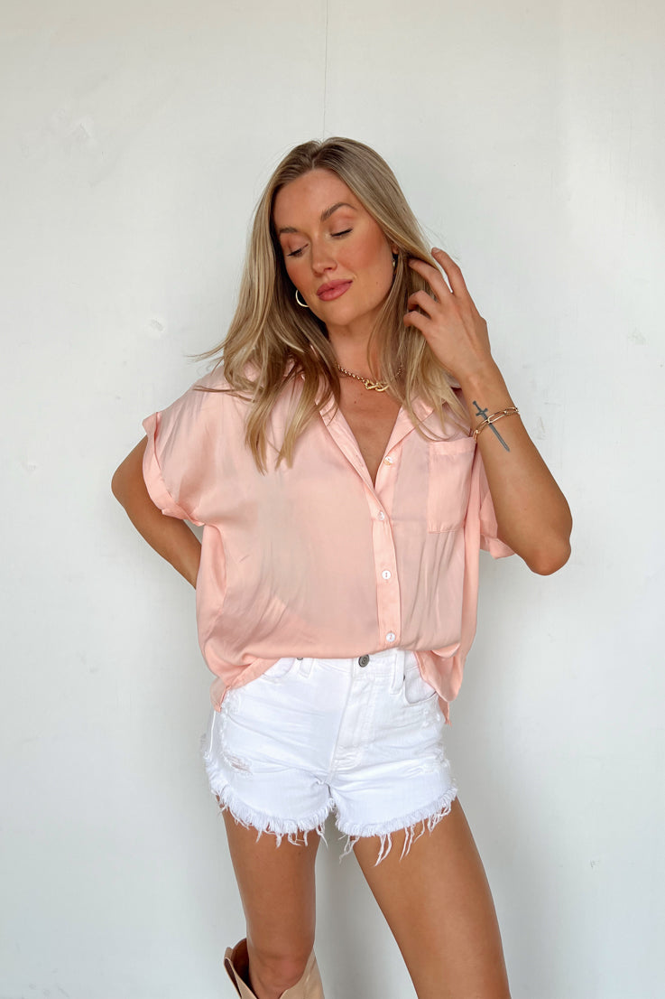 Peach Fuzz Button Down Top