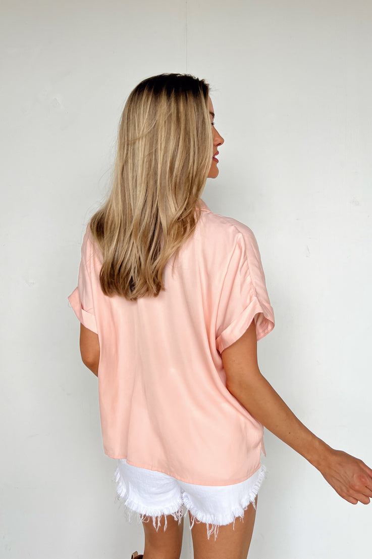 Peach Fuzz Button Down Top